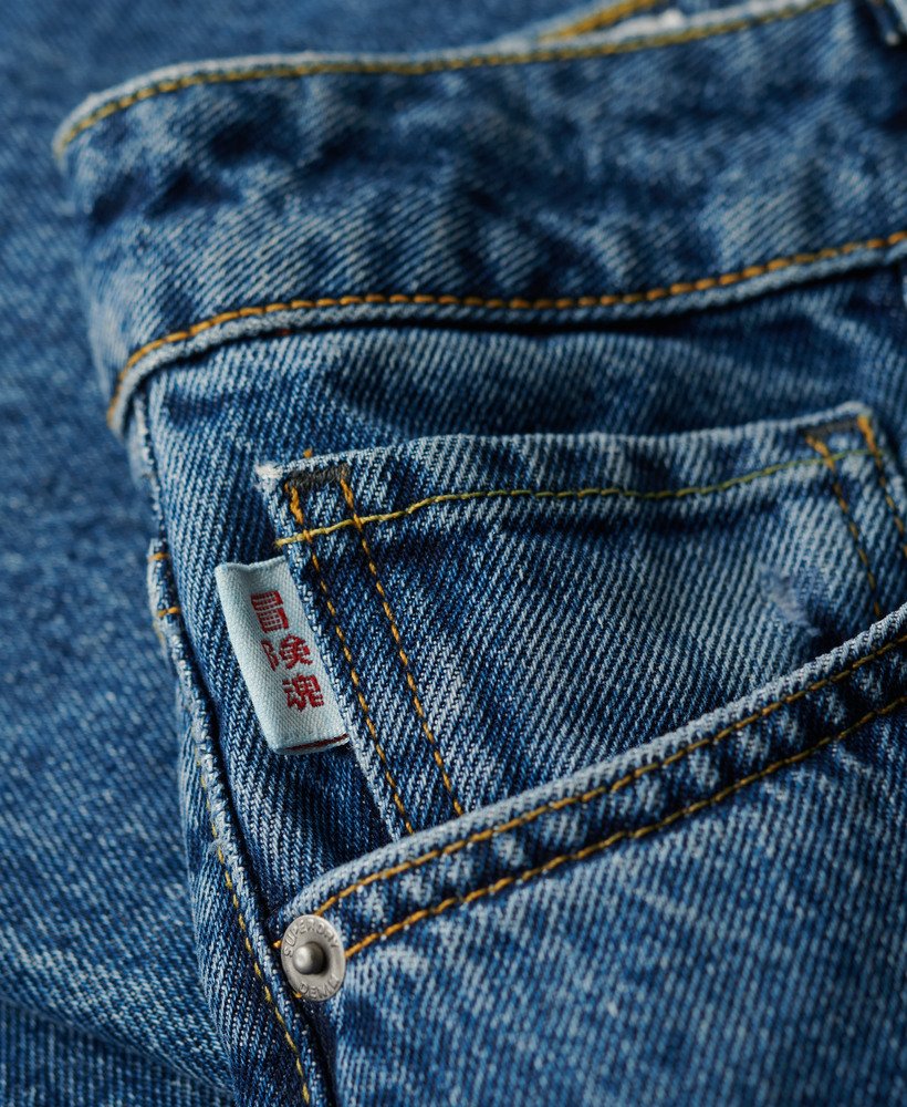 jeansy z szerokimi nogawkami z bawełny organicznej w kolorze fulton vintage blue