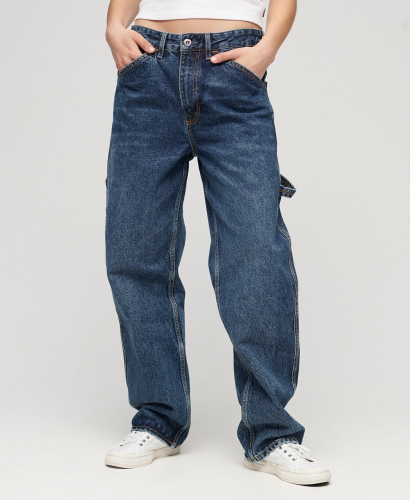 jeansy vintage carpenter z organicznej bawełny w kolorze palms dark blue