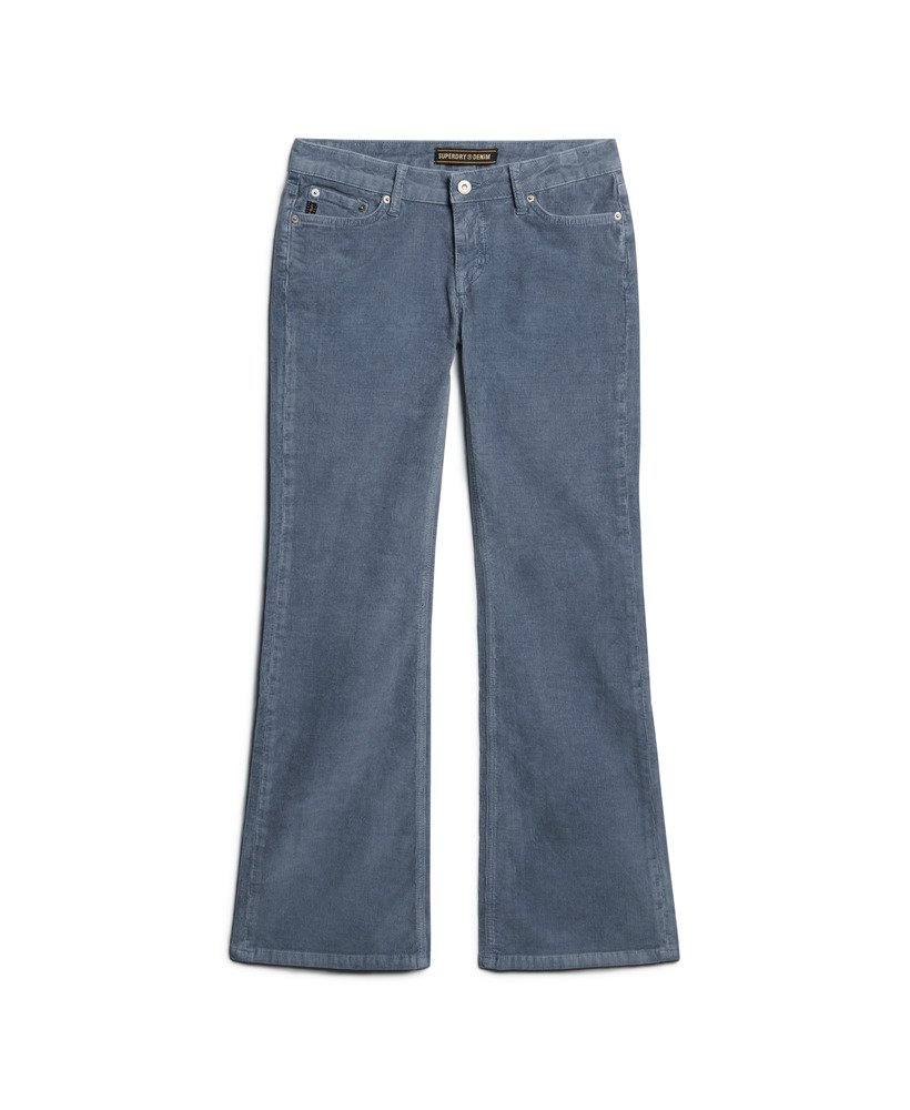 jeansy z niskim stanem i rozszerzanymi nogawkami w kolorze spranego denimu w kolorze niebieskim