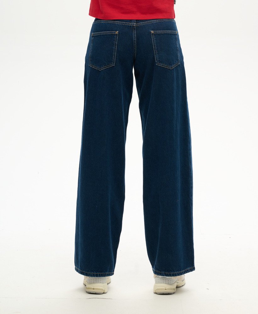 jeansy cult mid rise baggy w kolorze ciemnoniebieskim vintage wash