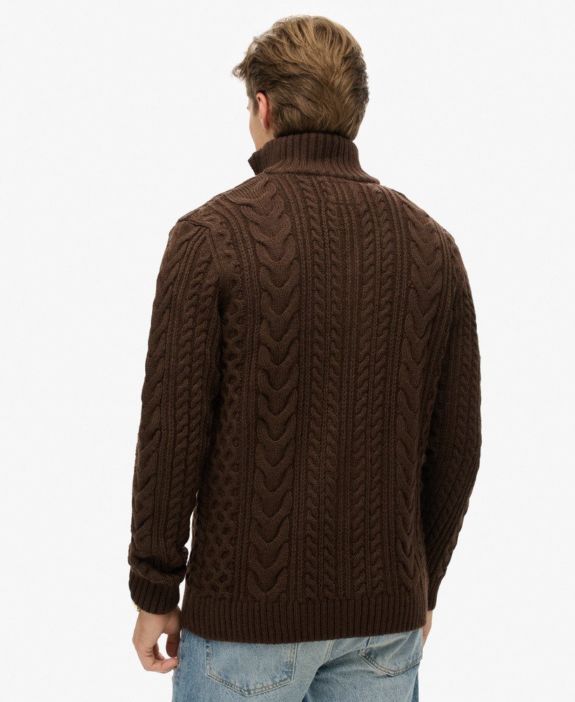 sweter vintage jacob cable knit z zamkiem błyskawicznym w kolorze tostowanego brązu czekoladowego