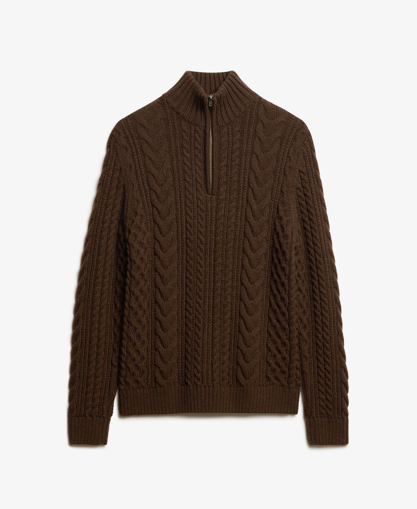 sweter vintage jacob cable knit z zamkiem błyskawicznym w kolorze tostowanego brązu czekoladowego