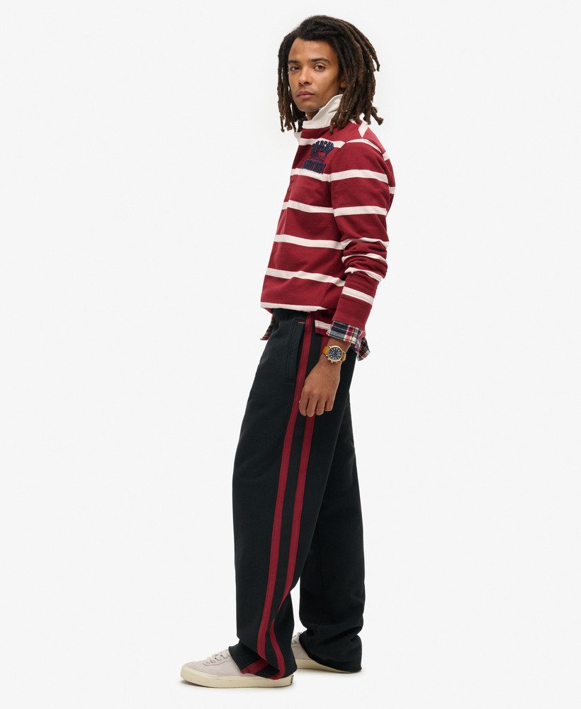 spodnie dresowe essential logo straight joggers w kolorze czarnymbogatym bordowym