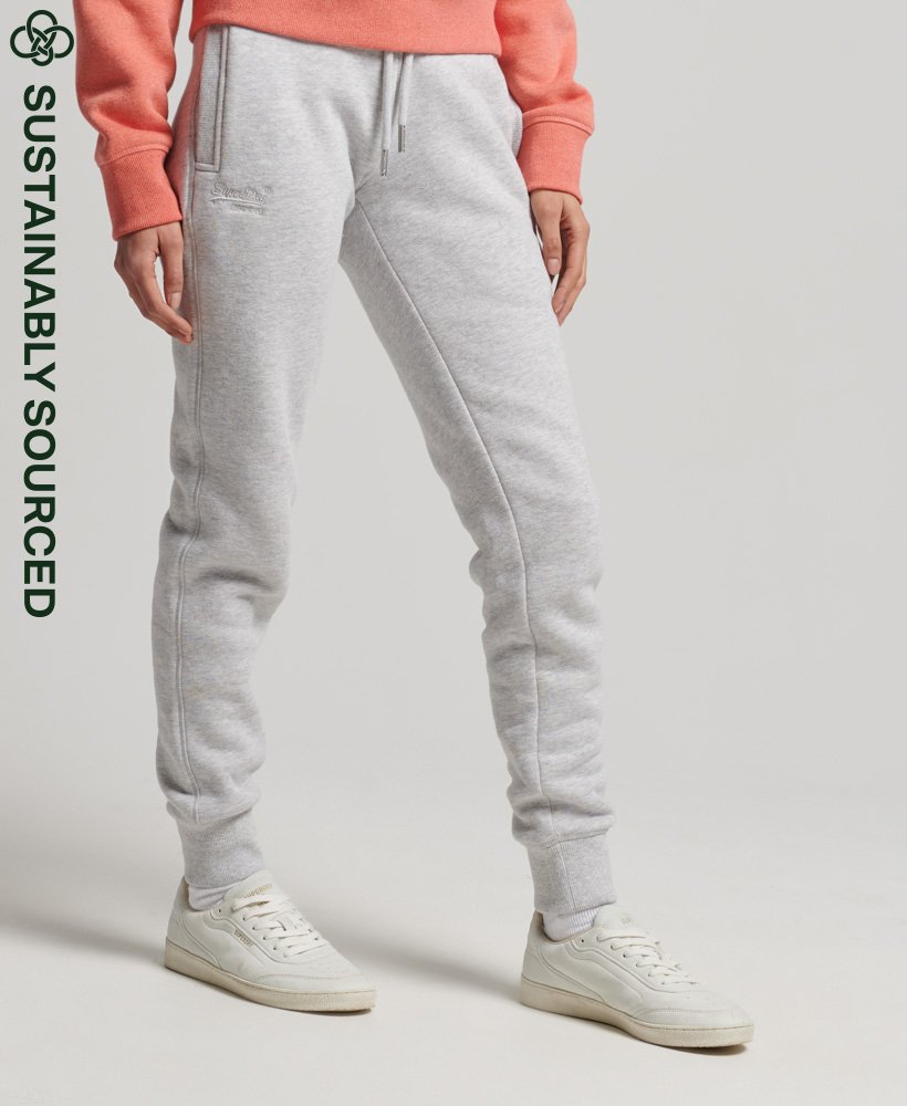 joggersy z bawełny organicznej w stylu vintage z haftowanym logo w kolorze glacier grey marl
