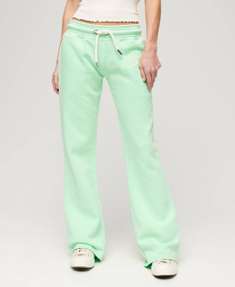 spodnie dresowe neon vintage z niskim stanem i rozszerzanymi nogawkami w kolorze neo mint green