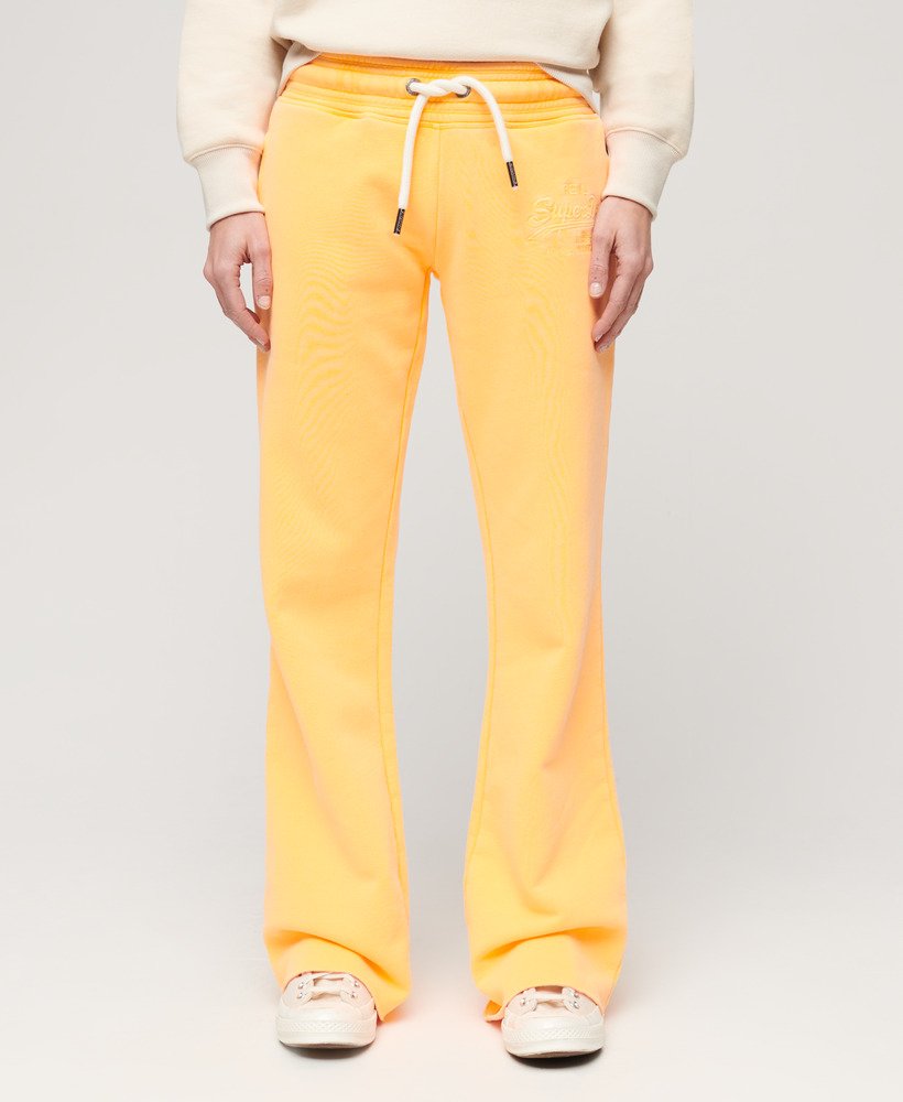 spodnie dresowe neon vintage z niskim stanem i rozszerzanymi nogawkami w kolorze pop orange
