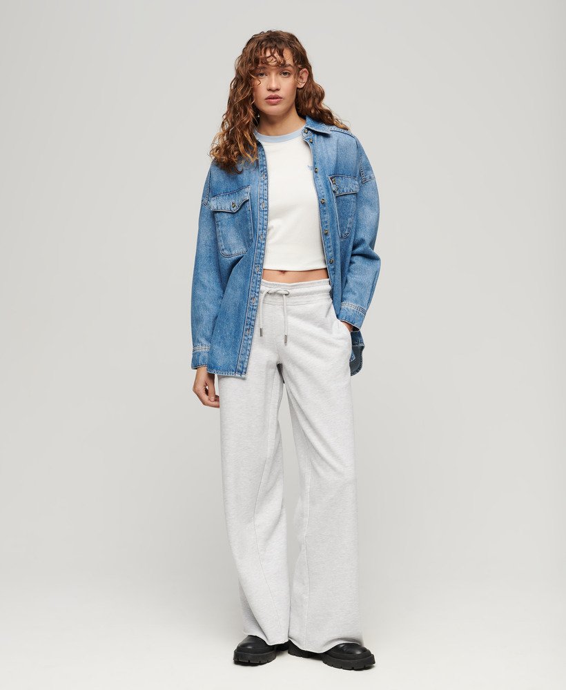 spodnie dresowe essential logo straight joggers w kolorze glacier grey marl