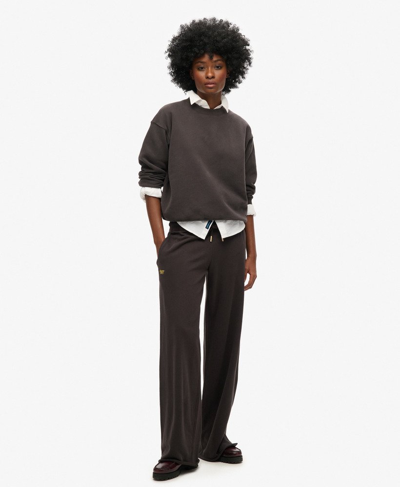 spodnie dresowe essential logo straight joggers w kolorze bison black