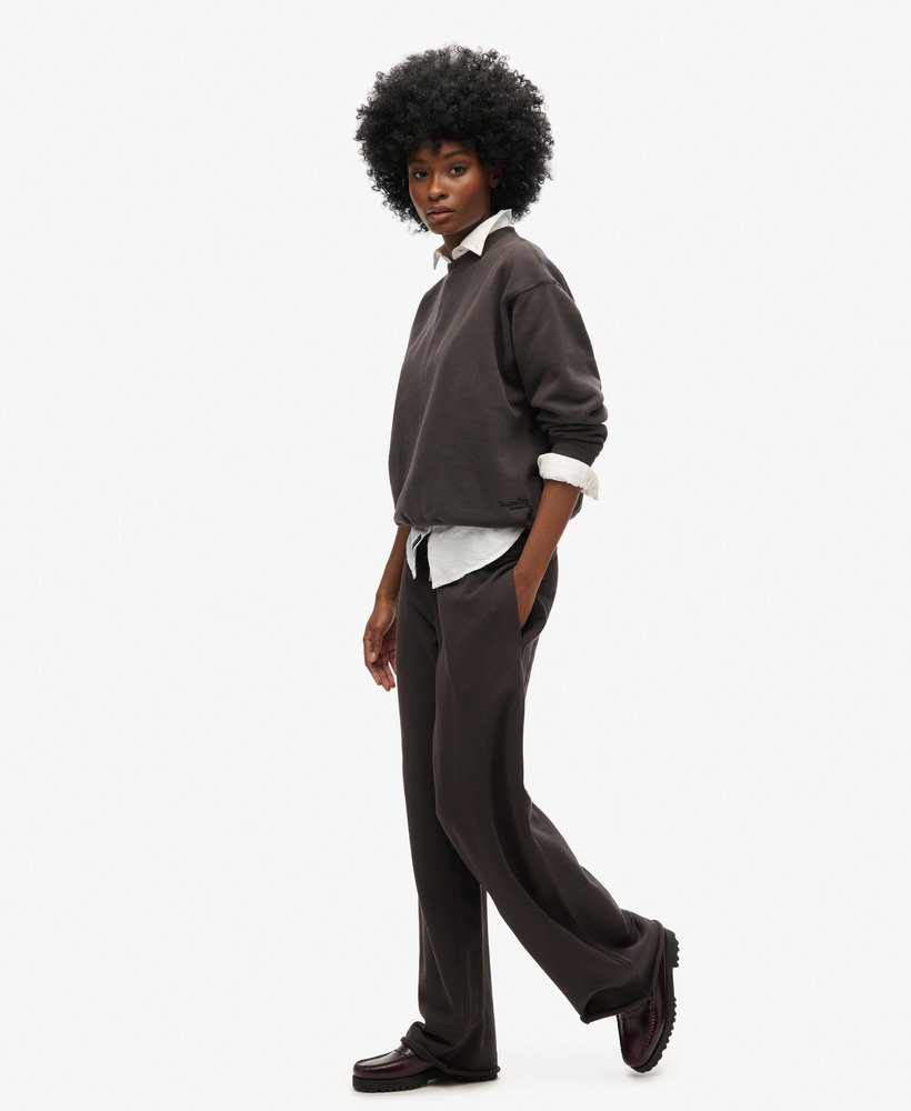 spodnie dresowe essential logo straight joggers w kolorze bison black