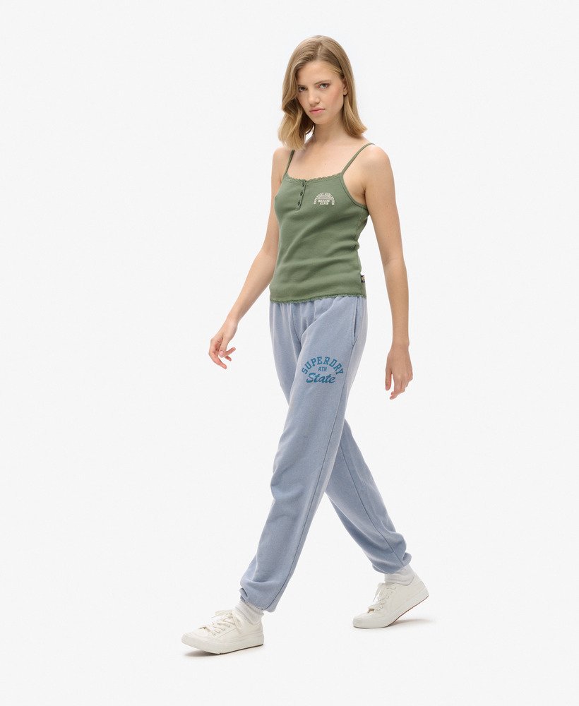 spodnie dresowe athletic essentials vintage washed graphic w kolorze tidal blue