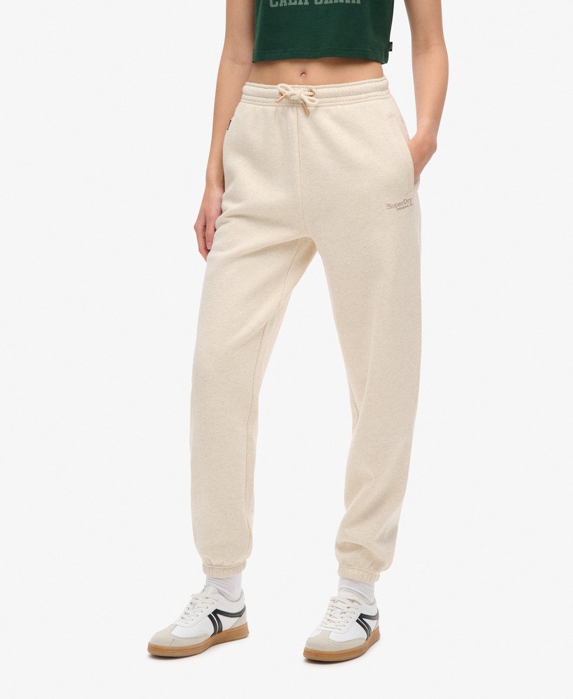 spodnie dresowe essential logo cuffed joggers w kolorze jasnobrązowym