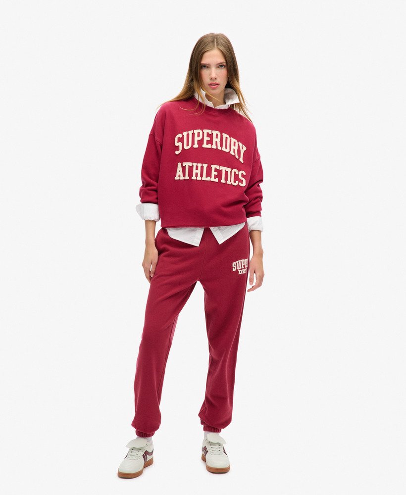 spodnie dresowe athletic essentials boyfriend w kolorze bordowo-czerwonym