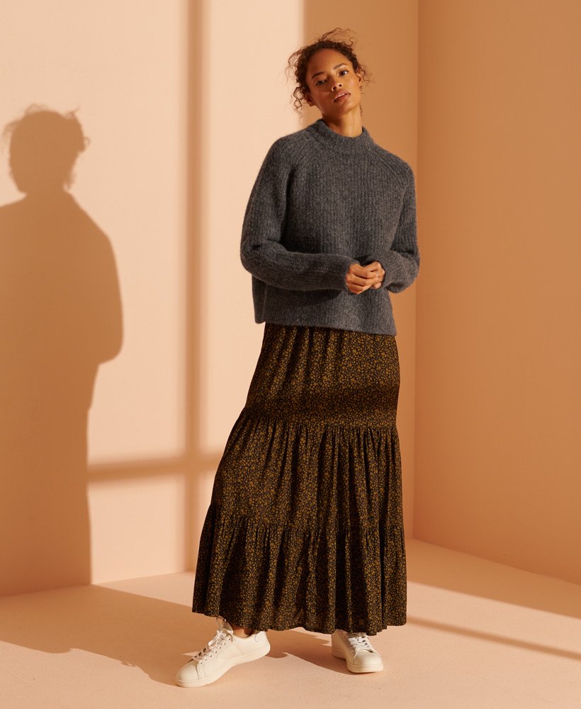 super lux ribbed crew jumper w kolorze lead grey marl