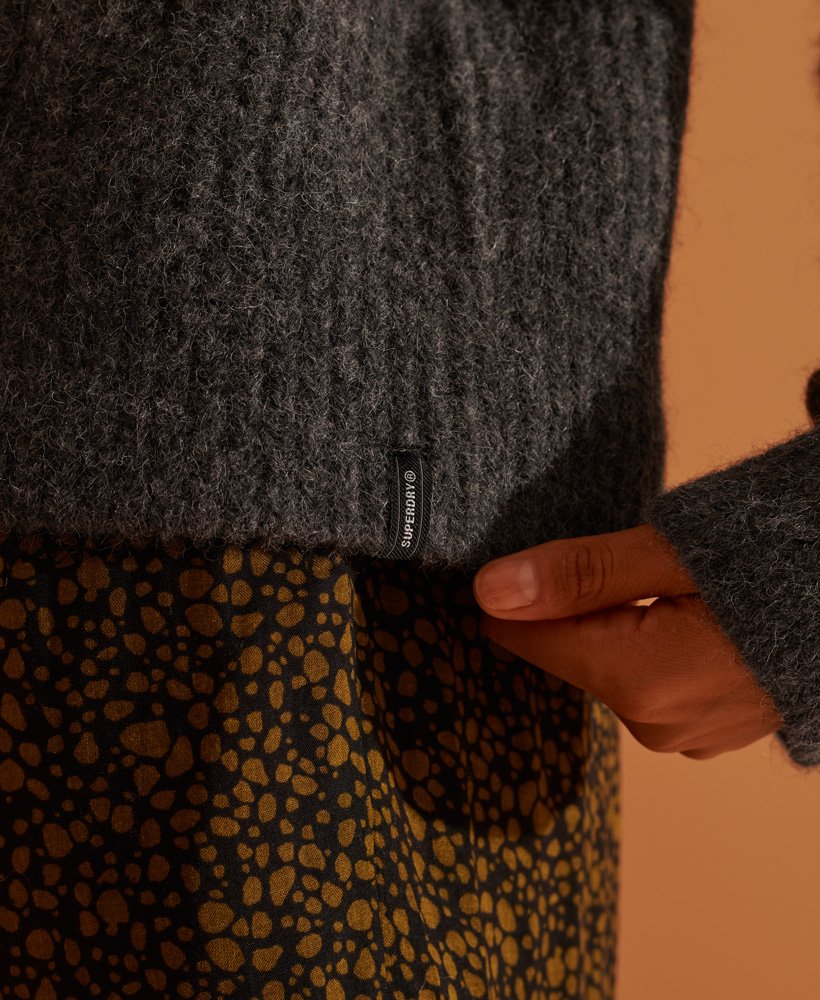 super lux ribbed crew jumper w kolorze lead grey marl
