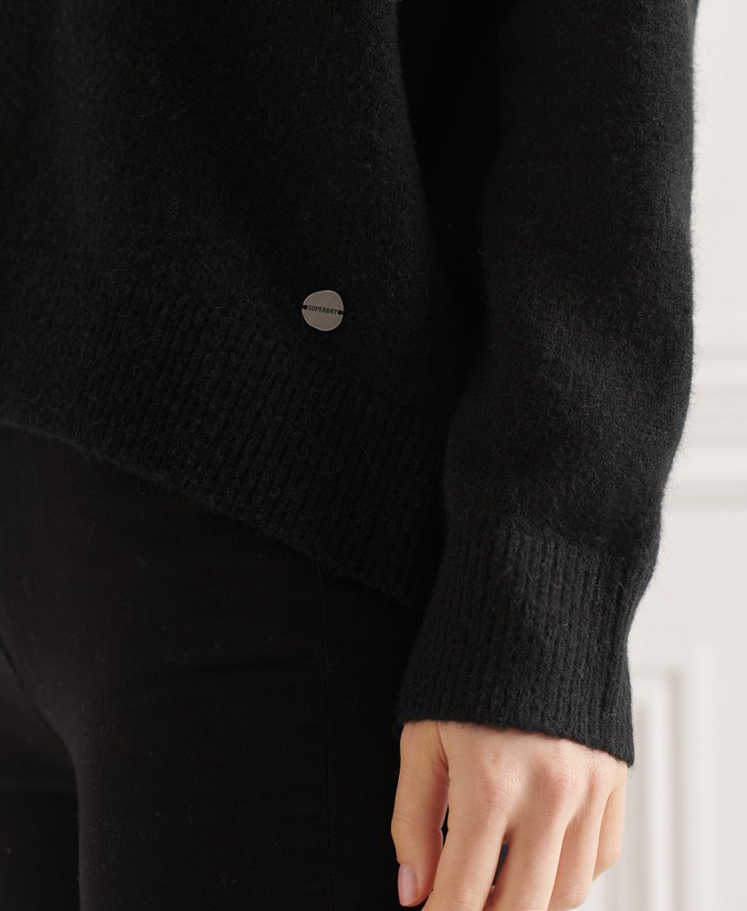 sweter dzianinowy studios slouch z dekoltem w serek w kolorze czarnym