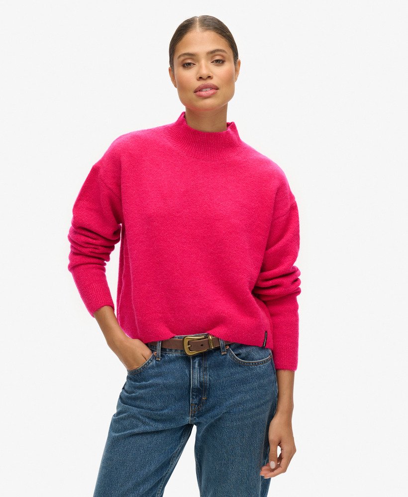 klasyczny sweter z golfem essential w kolorze gorĄcego rÓŻu