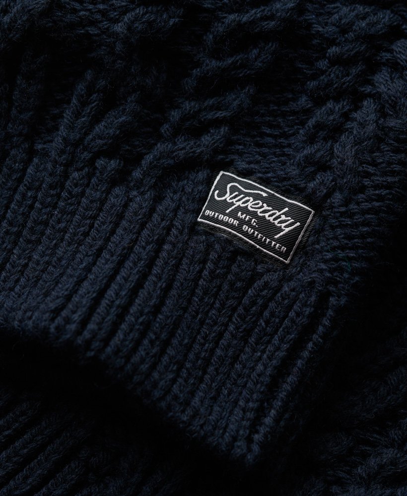 sweter z golfem z dzianiny kablowej w kolorze eclipse navy