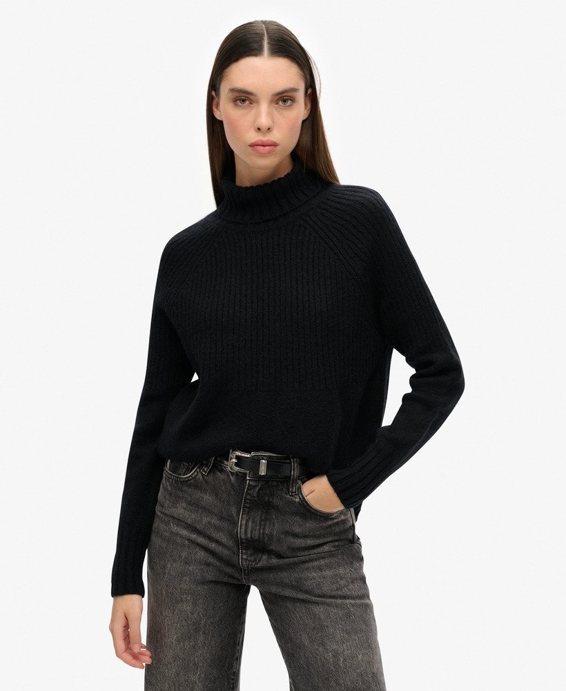 golf z dzianiny prążkowanej essential rib knit w kolorze eclipse navy