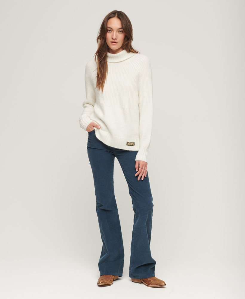 golf z dzianiny prążkowanej essential rib knit w kolorze ecru