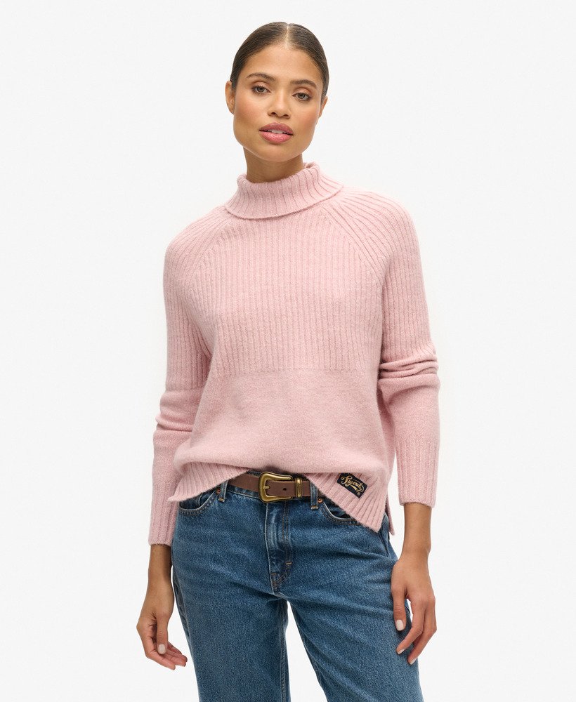 golf z dzianiny prążkowanej essential rib knit w kolorze jasnoróżowym