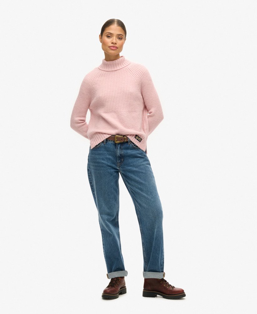 golf z dzianiny prążkowanej essential rib knit w kolorze jasnoróżowym