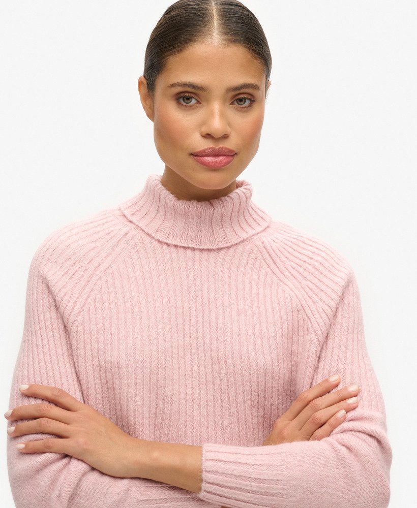 golf z dzianiny prążkowanej essential rib knit w kolorze jasnoróżowym