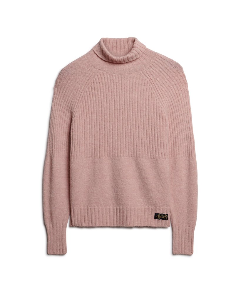 golf z dzianiny prążkowanej essential rib knit w kolorze jasnoróżowym
