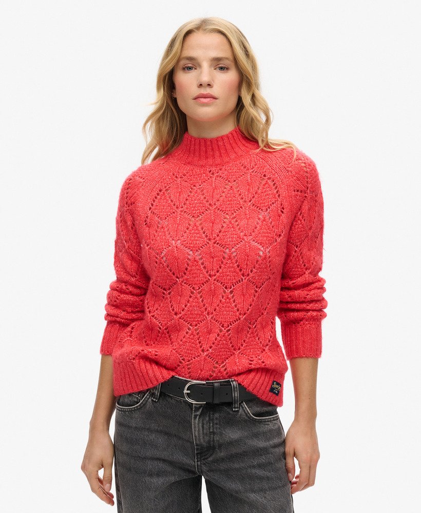 sweter z dzianiny pointelle w kolorze charred orange