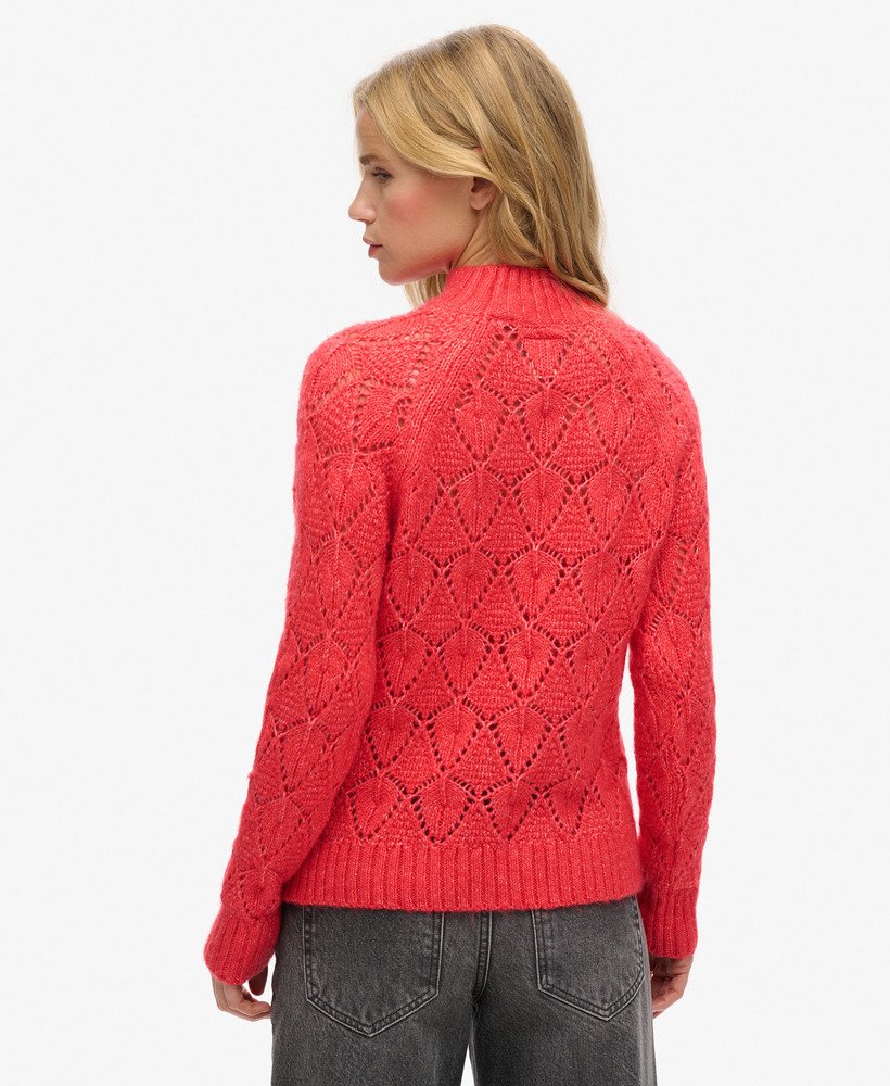 sweter z dzianiny pointelle w kolorze charred orange