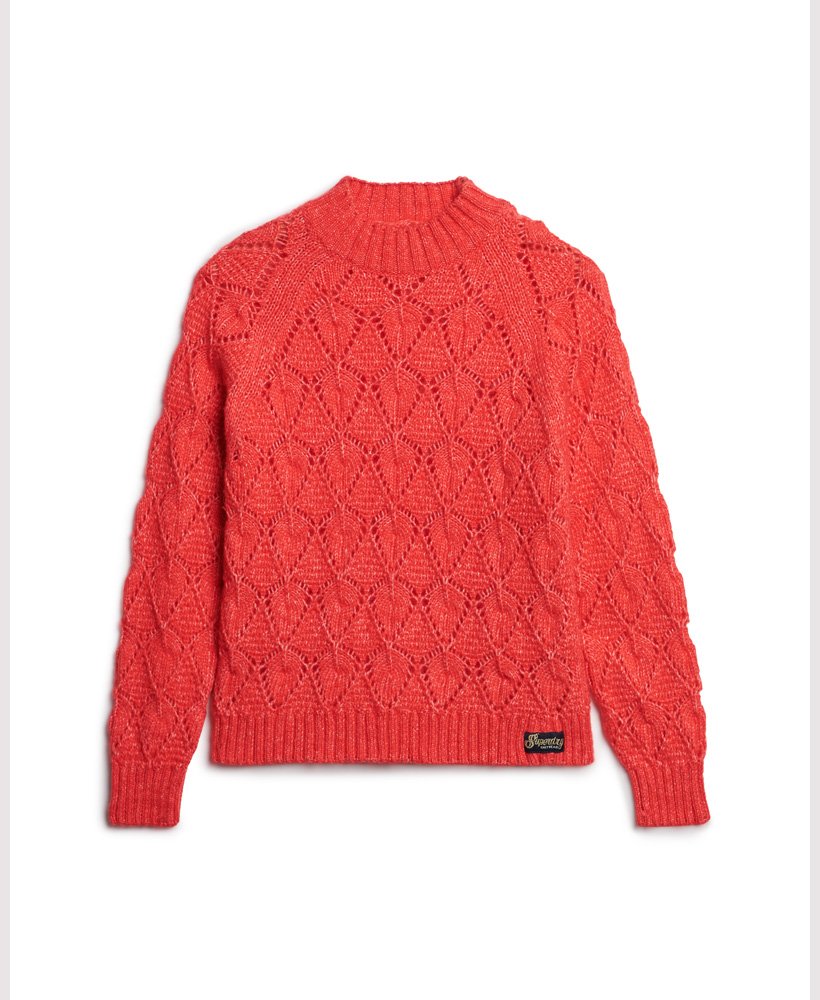 sweter z dzianiny pointelle w kolorze charred orange