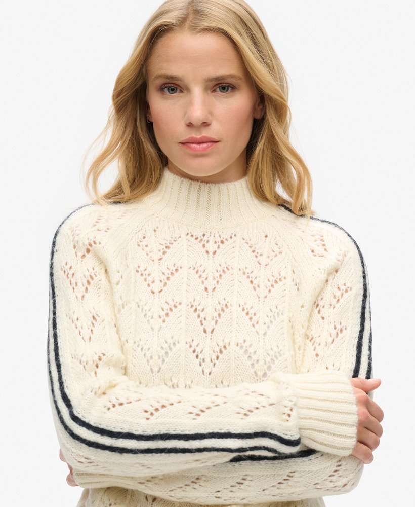 sweter z dzianiny pointelle w kolorze ice stone
