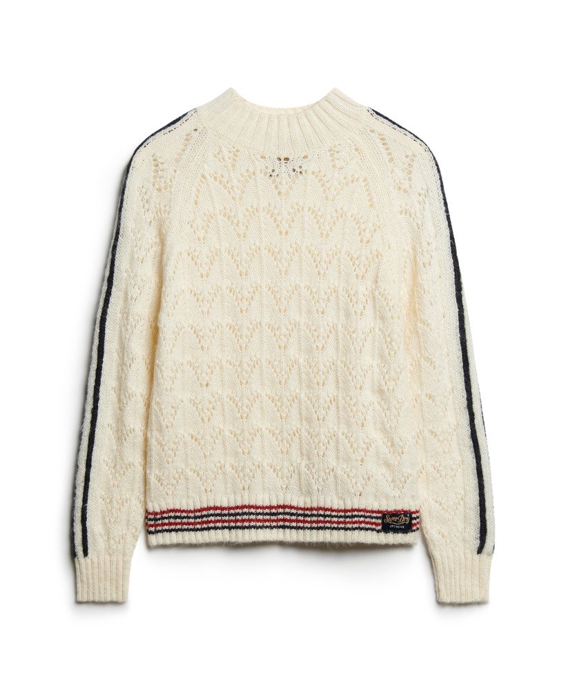 sweter z dzianiny pointelle w kolorze ice stone