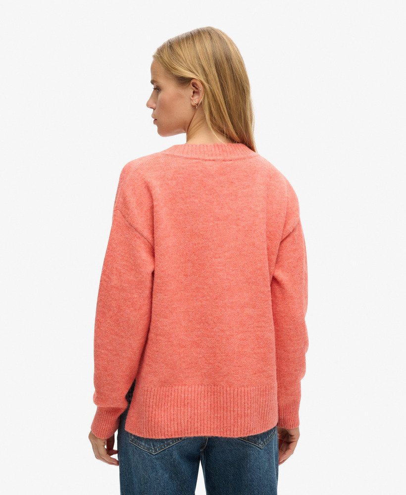 luźny sweter z dekoltem w serek w kolorze crabapple orange marl
