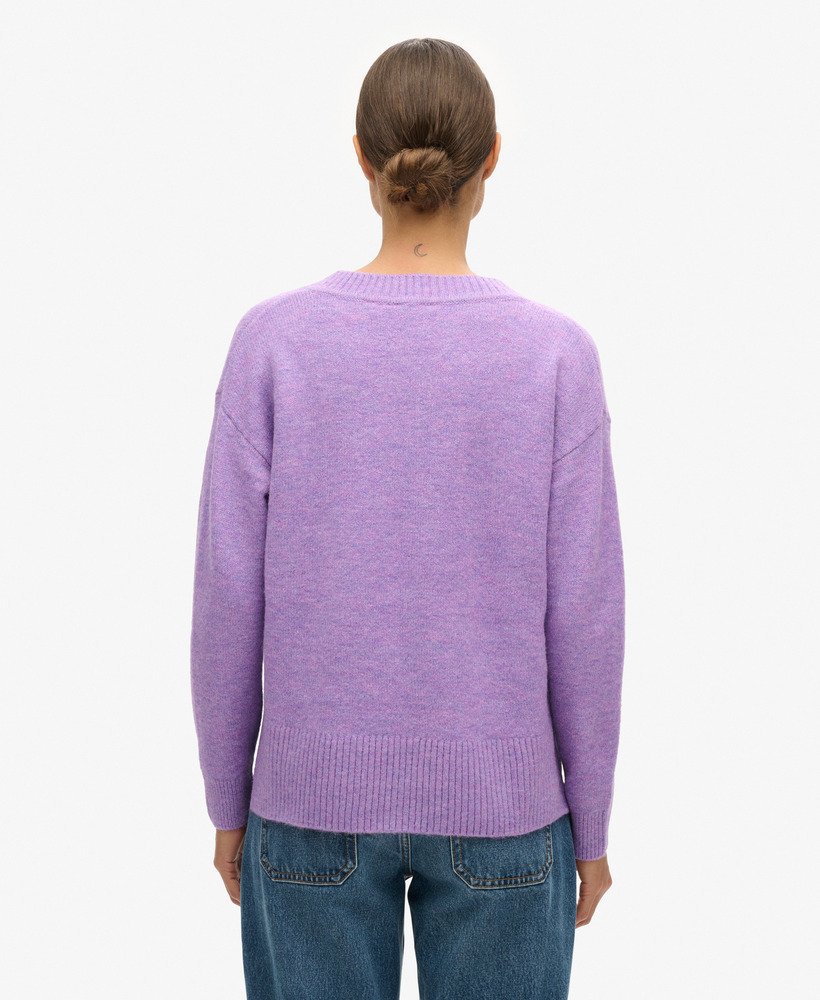 luźny sweter z dekoltem w serek w kolorze candy frost purple marl