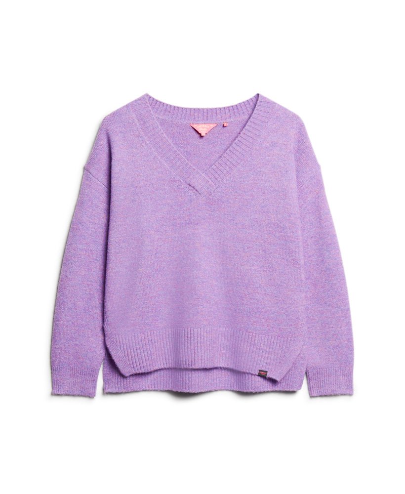 luźny sweter z dekoltem w serek w kolorze candy frost purple marl