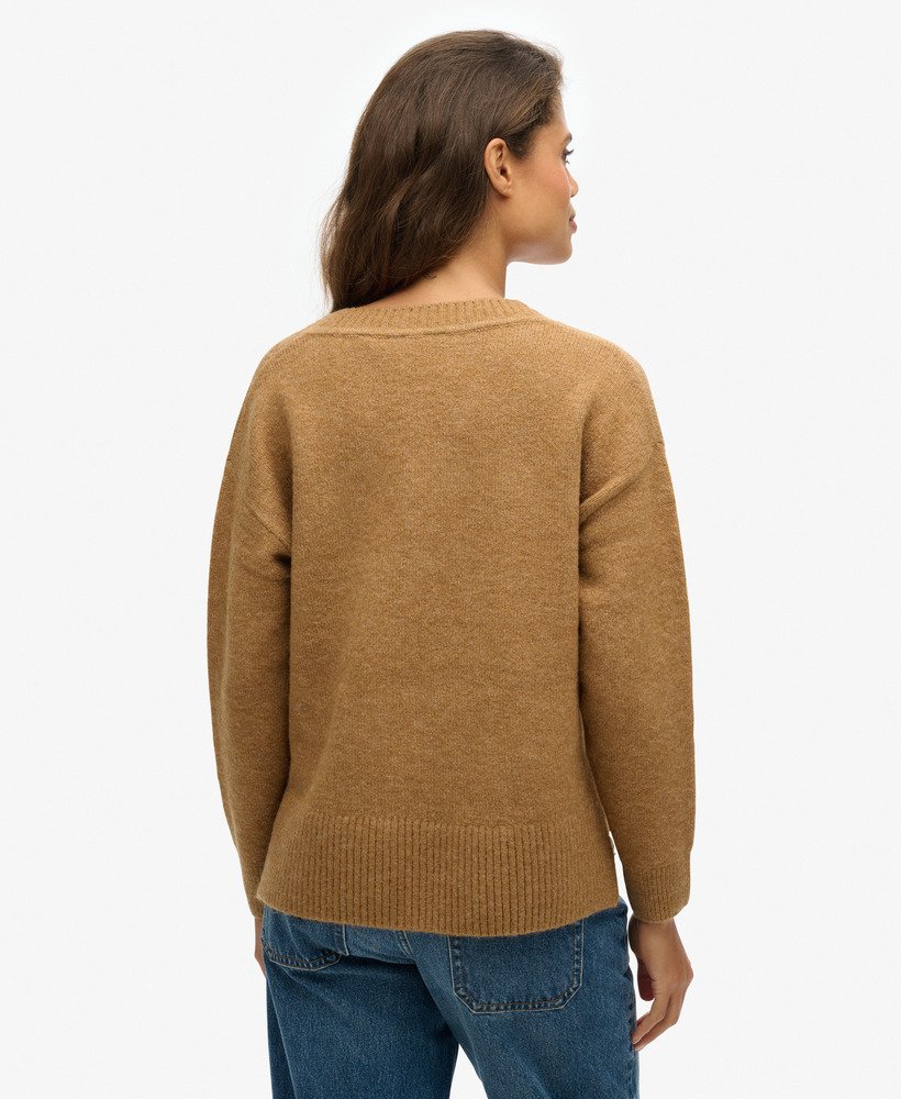 luźny sweter z dekoltem w serek w kolorze corps beige marl