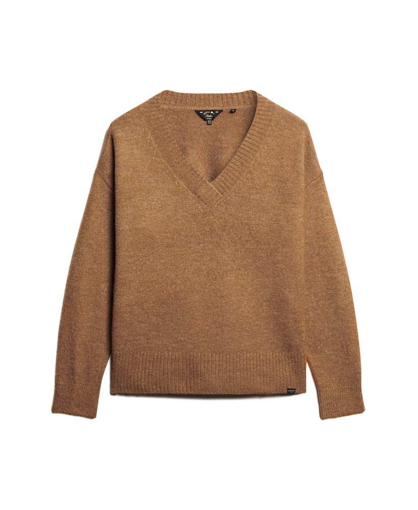 luźny sweter z dekoltem w serek w kolorze corps beige marl