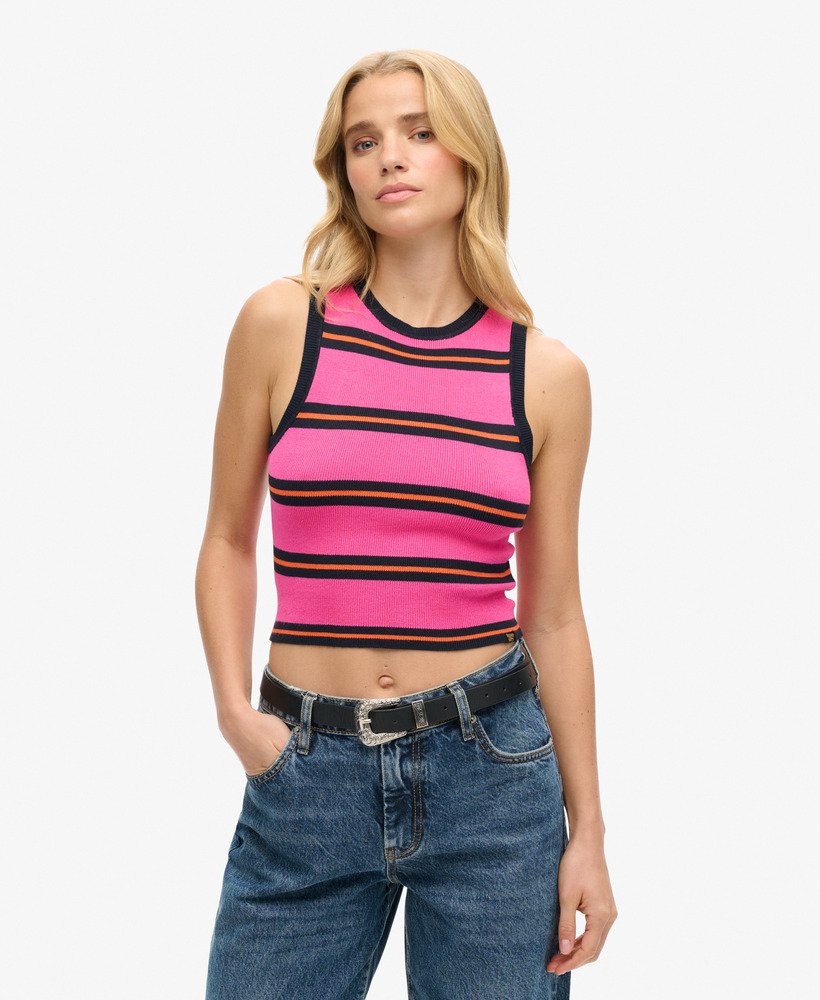 cienki dzianinowy top bez rękawów w kolorze sienna pinkeclipse navy
