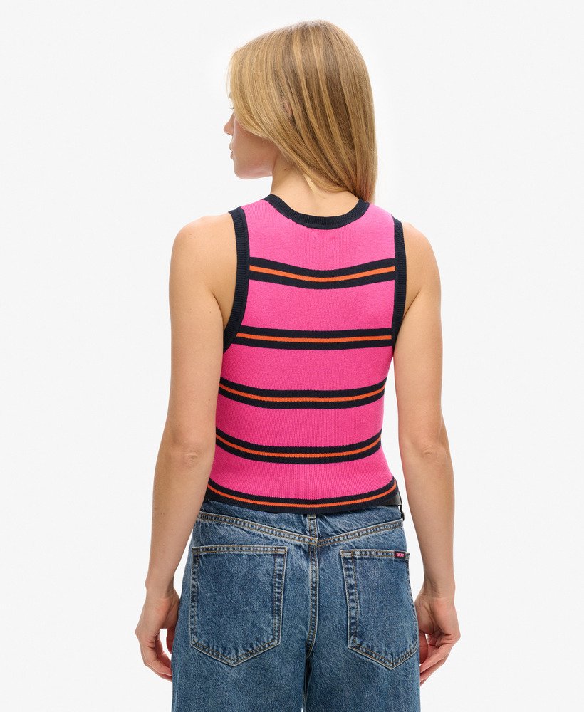 cienki dzianinowy top bez rękawów w kolorze sienna pinkeclipse navy