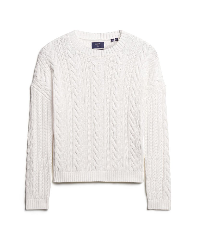 sweter z obniżonymi ramionami i okrągłym dekoltem w kolorze winter white