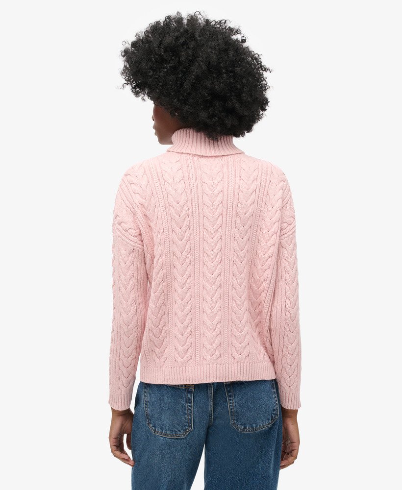 sweter z golfem i odsłoniętymi ramionami w kolorze nappa pink twist
