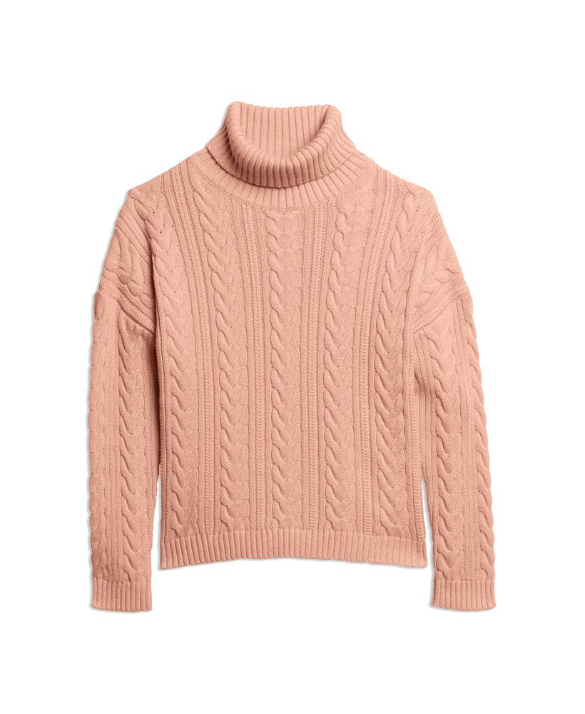 sweter z golfem i odsłoniętymi ramionami w kolorze nappa pink twist