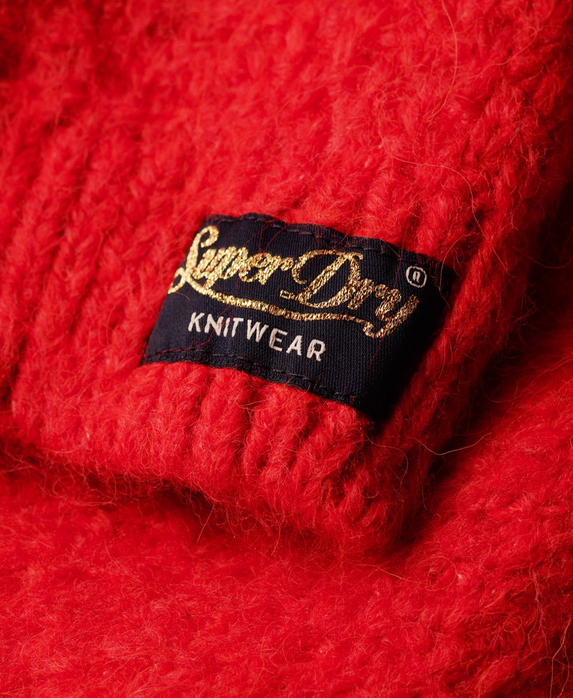 klasyczny teksturowany sweter z dzianiny w kolorze ognistej pomarańczy