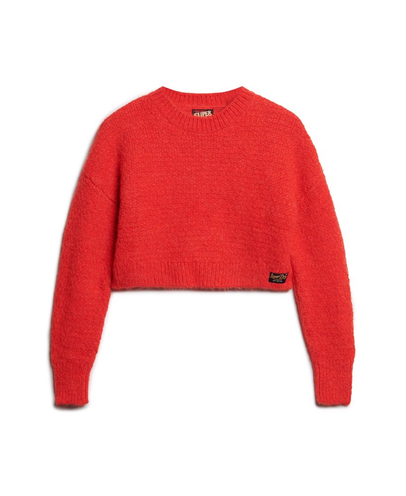 klasyczny teksturowany sweter z dzianiny w kolorze ognistej pomarańczy