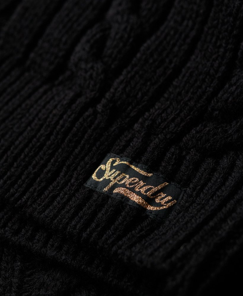 sweter golf z dzianiny twist cable knit w kolorze czarnym