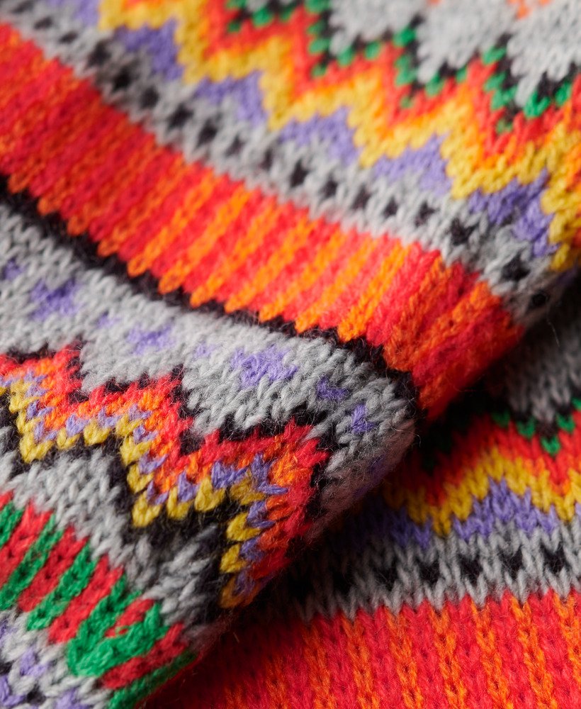 sweter z golfem w paski typu raglan w kolorze szary melanż fairisle