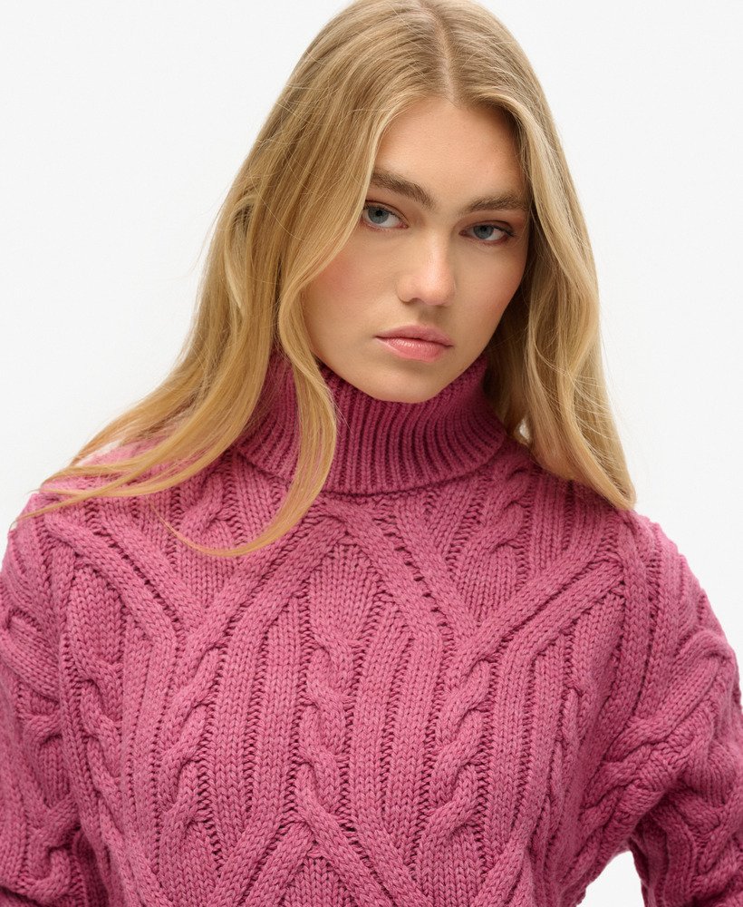 sweter polo twist cable knit w kolorze papai i różu twist