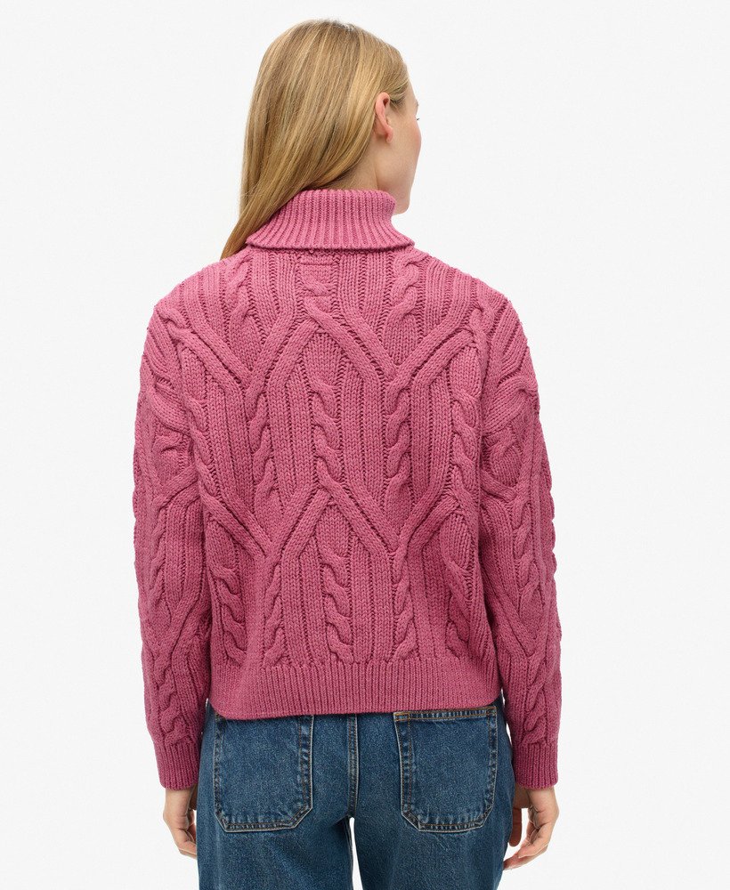 sweter polo twist cable knit w kolorze papai i różu twist
