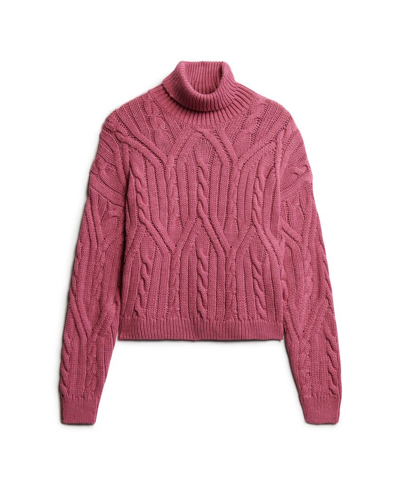 sweter polo twist cable knit w kolorze papai i różu twist