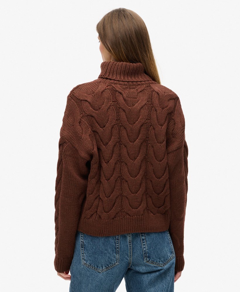 sweter polo z dzianiny łańcuszkowej w kolorze brązowym z dodatkiem kawy i cykorii